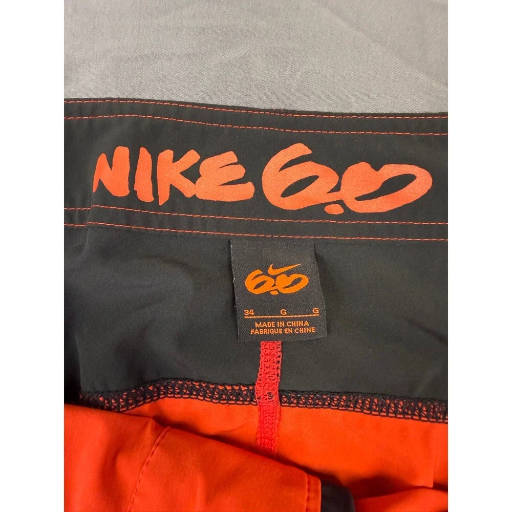 Distressed Nike 6.0 Mens Orange Black Colorblock Board Shorts Size 34 Cargo